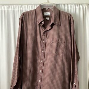Arrow Brigade Red Brown Plaid Long Sleeve Button Down Shirt Athletic Fit